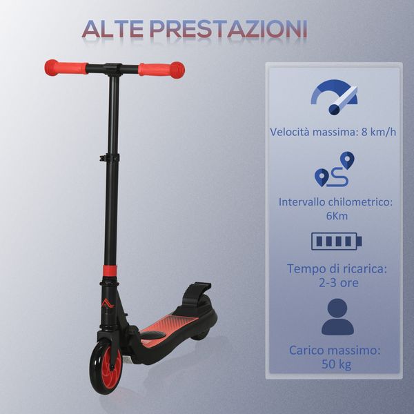 Monopattino elettrico pieghevole per bambini 6+ anni ad altezza regolabile, 71x36.5x75-80 cm, nero e rosso - 