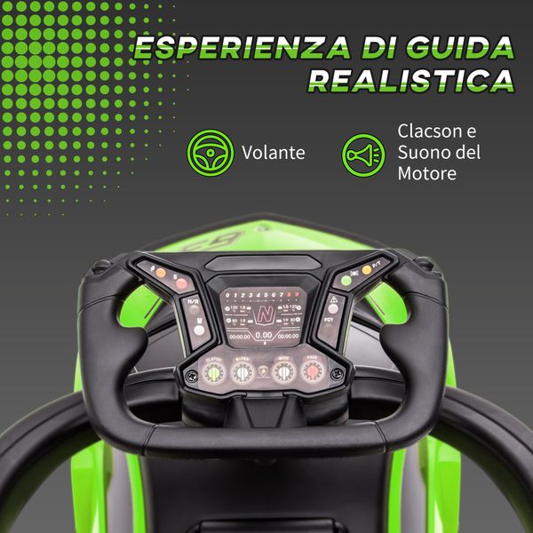 Macchinina lamborghini ufficiale 2 in 1 con maniglione e barriera di sicurezza, verde/nero, 12-36 mesi - 