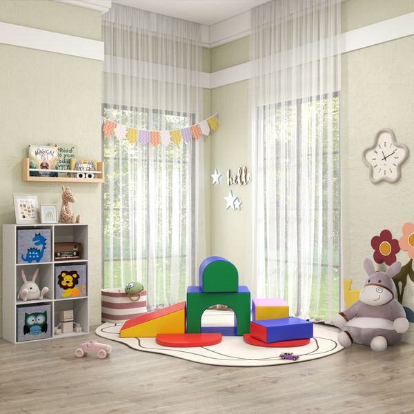 Set da gioco per bambini 1-3 anni da 7 blocchi multicolore in pu e epe, 170x130x40 cm - 