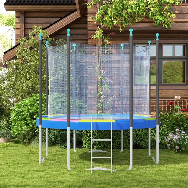 Copertura tappeto elastico ø366x30 cm pieghevole e portatile, in plastica, pe e schiuma, multicolore - 
