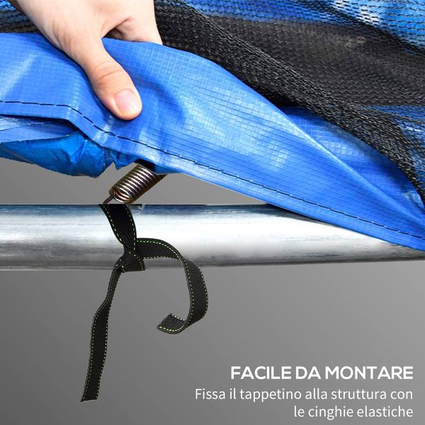 Copertura tappeto elastico ø366x30 cm pieghevole e portatile, in plastica, pe e schiuma, multicolore - 