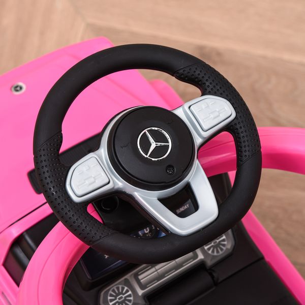 Macchina a spinta per bambini 12-36 mesi con licenza mercedes, tettuccio e maniglia, 85.5x40.5x95 cm, rosa - 
