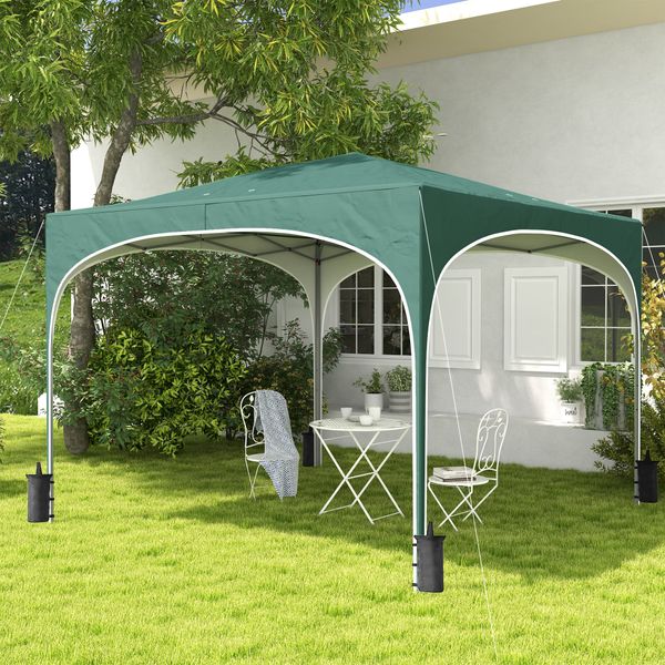 Gazebo da giardino ad altezza regolabile con fori di drenaggio e borsa da trasporto, in metallo, verde - 