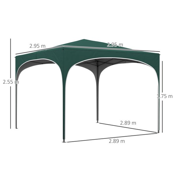 Gazebo da giardino ad altezza regolabile con fori di drenaggio e borsa da trasporto, in metallo, verde - 