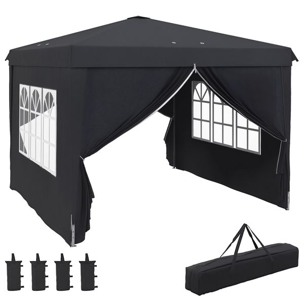 Gazebo 3x3 ad altezza regolabile con fori di drenaggio e borsa da trasporto, in metallo, grigio - 