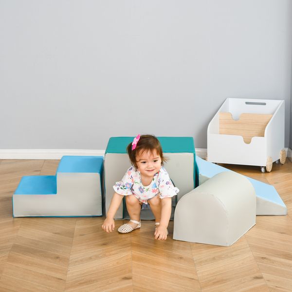 Set 4 blocchi di costruzioni morbidi per bambini da 1-3 anni modulabile, multicolore - 