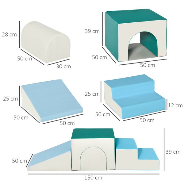 Set 4 blocchi di costruzioni morbidi per bambini da 1-3 anni modulabile, multicolore - 