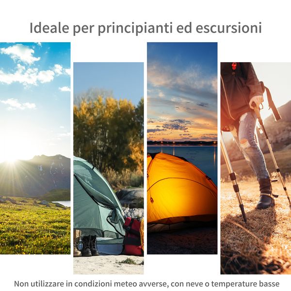 Tenda da campeggio 2 posti con apertura automatica e accessori, in acciaio e tessuto oxford, grigia e nera - 