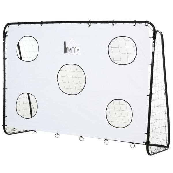 Porta da calcio per bambini e adulti con rete in pe, in metallo e oxford, bianco e nero, 240x88x171.5cm - 