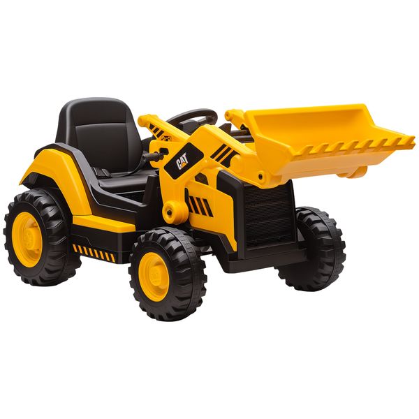 Ruspa elettrica per bambini 3-6 anni marchio ufficiale caterpillar 12v con telecomando, giallo - 