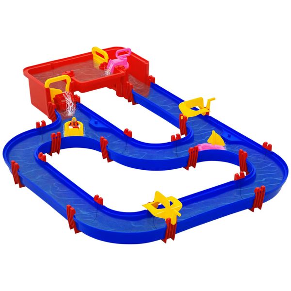 Playset acquatico 53 pezzi con acqua e sabbia, percorso acquatico per bambini 3-6 anni con accessori e parti componibili, in pp, 123x90x7cm - 