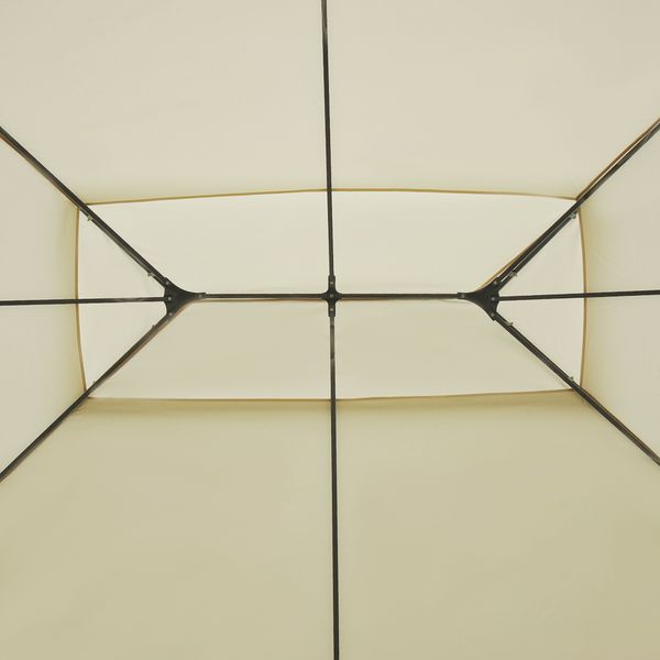 Gazebo da giardino 3x4 m con tende e tetto a 2 livelli bianco crema - 