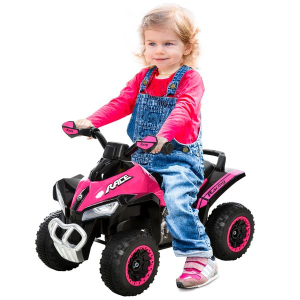 Mini quad per bambini 18-36 mesi a spinta manuale con musiche integrate e ampio manubrio, moto per bambini in pp e metallo, 67.5x38x44 cm, rosa - 