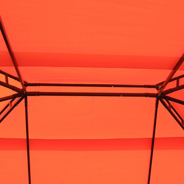 Gazebo da giardino 4x3m con doppio tetto e tende laterali, arancione - 