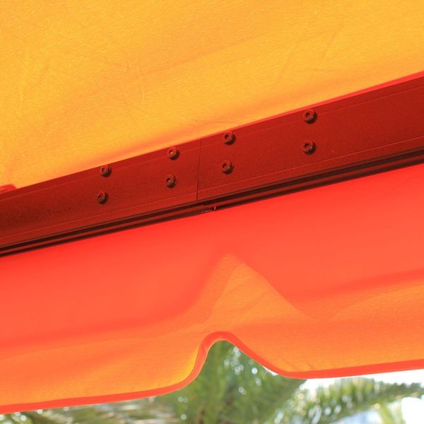 Gazebo da giardino 4x3m con doppio tetto e tende laterali, arancione - 
