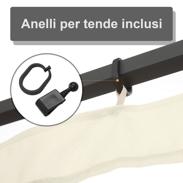 Zanzariera per gazebo tende di ricambio universale con cerniere, 352x207cm - nero e beige - 