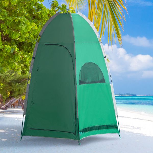 Tenda doccia da campeggio con borsa per trasporto e tasca portaoggetti 122x122x213cm, verde - 