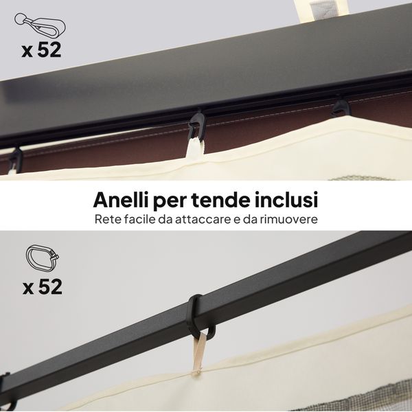 Zanzariera per gazebo tende di ricambio universale con cerniere, 335x207cm - nero e beige - 