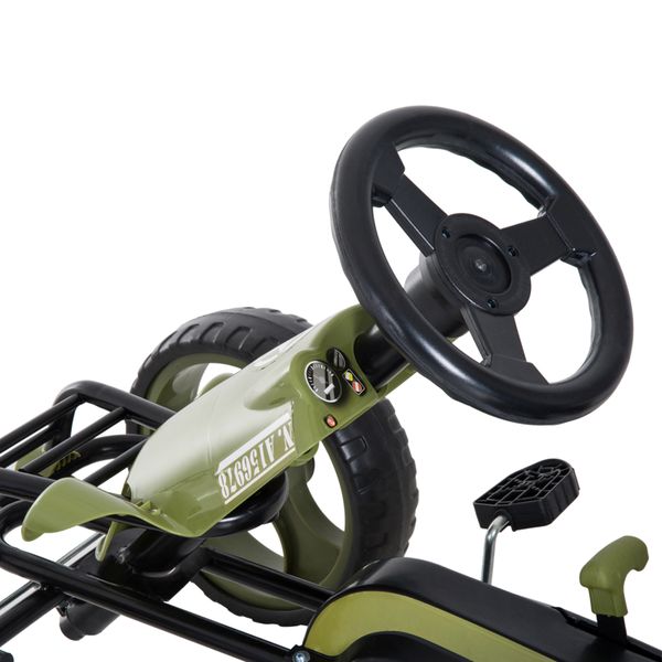 Go kart a pedali per bambini da 3-6 anni con sedile regolabile e freno a mano, verde - 