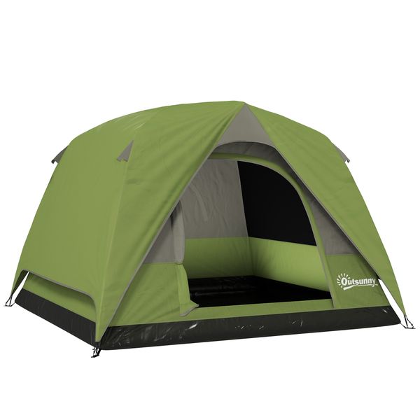Tenda da campeggio per 3 persone impermeabile con tasca, gancio per lanterna e borsa, 2x2x1.35m, verde - 