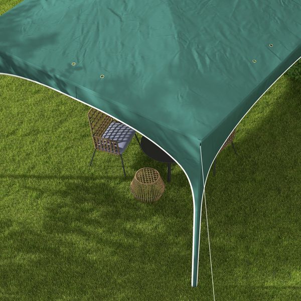 Gazebo da giardino ad altezza regolabile con fori di drenaggio e borsa da trasporto, in metallo, verde - 