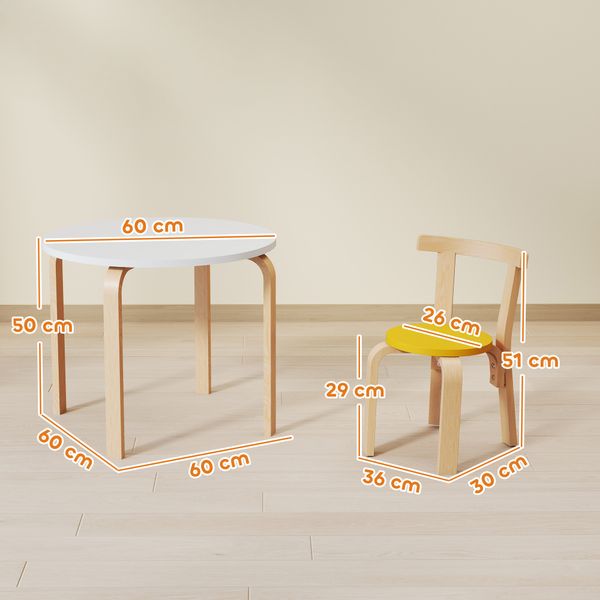 Set tavolo e sedie per bambini 3-8 anni 5 pz con bordi arrotondati in legno multicolore - 