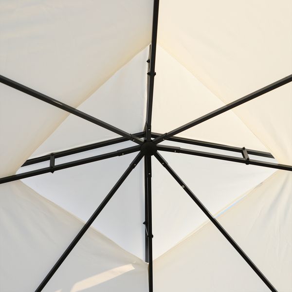 Gazebo da giardino 3x3m con zanzariera, telaio in acciaio e doppio tettuccio, bianco - 