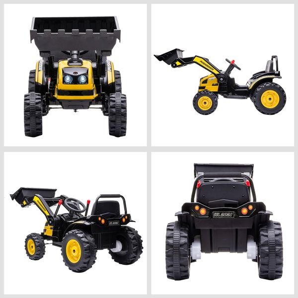 Ruspa giocattolo elettrica per bambini 3-5 anni con pala regolabile, suoni e luci – 2 velocità, retromarcia e cintura di sicurezza - 