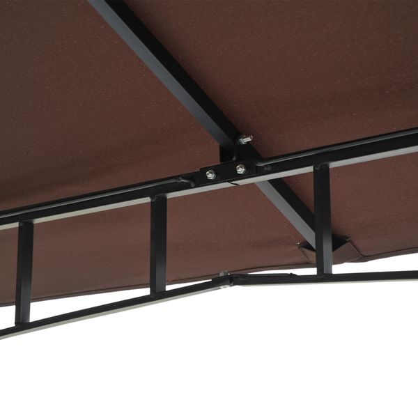 Gazebo da giardino 3x3m con zanzariera, tetto a 2 livelli e struttura in metallo marrone - 