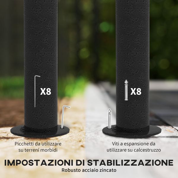 Gazebo da giardino 3x3m in acciaio con doppio tettuccio e tende, beige e grigio - 