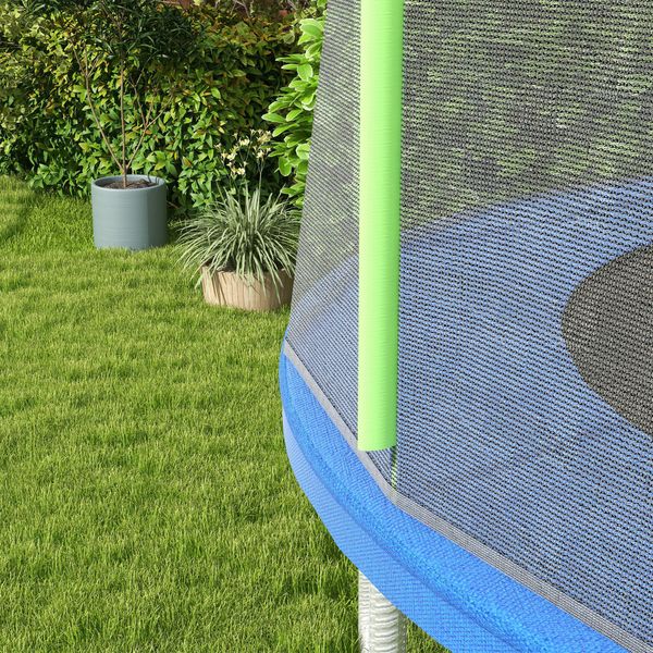 Rete di protezione per trampolini a 8 pali con ingresso con cerniera, in pe, ø366x180 cm, nero e verde - 