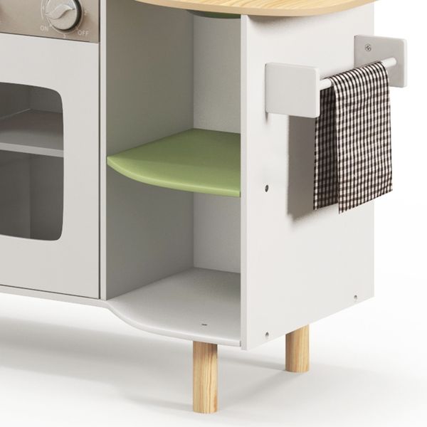 Cucina giocattolo per bambini 3-6 anni con macchina del ghiaccio e utensili, 84x34x89 cm, bianco e verde - 