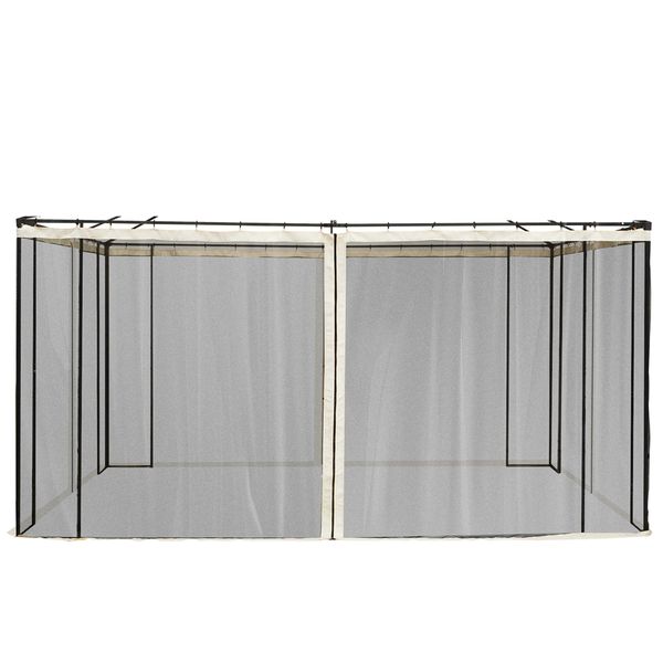 Zanzariera per gazebo tende di ricambio universale con cerniere, 352x207cm - nero e beige - 
