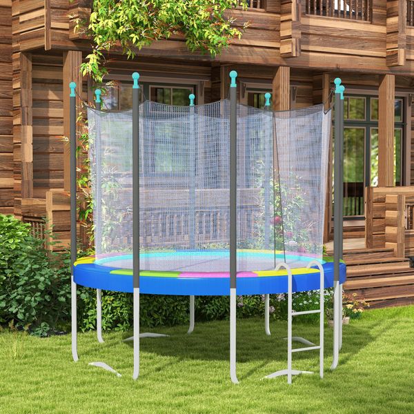Copertura tappeto elastico ø366x30 cm pieghevole e portatile, in plastica, pe e schiuma, multicolore - 