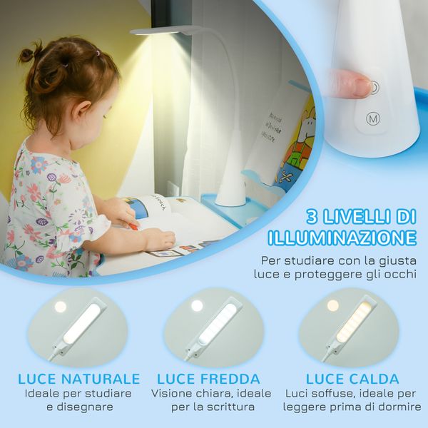 Banco scuola con sedia per bambini 6-12 anni con altezza e inclinazione regolabile, blu - 