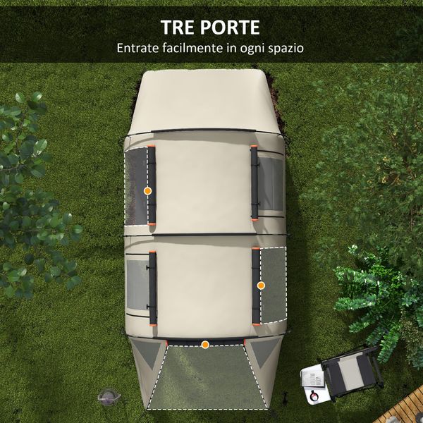 Tenda da campeggio 4-5 persone con copertura oscurante, impermeabile con borsa di trasporto, kaki - 