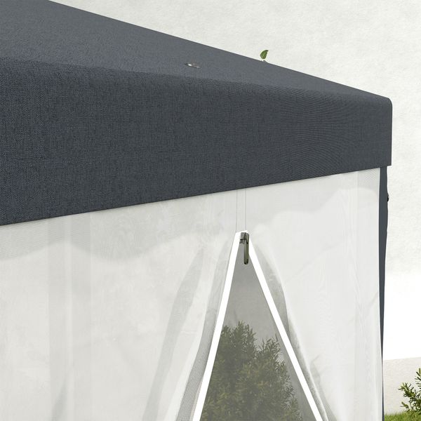 Gazebo da giardino esagonale con doppio ingresso, in metallo e poliestere, 3.94x3.94x2.5 m, grigio - 