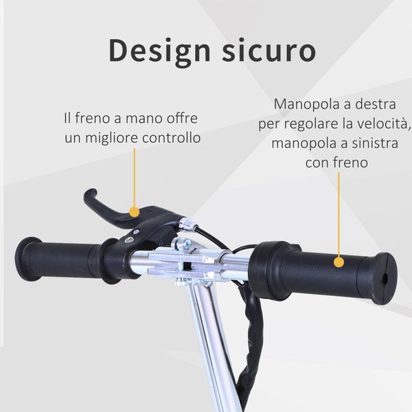 Monopattino elettrico pieghevole con sella, 2 ruote e manubrio regolabile, bambini 7-12 anni, 81.5x38x94cm, nero - 