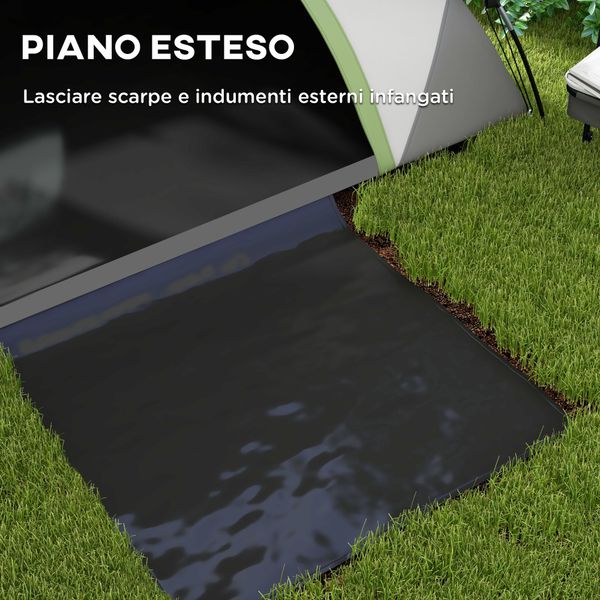 Tenda da campeggio 2 posti con finestra a rete, in poliestere, fibra di vetro e pe, 210x150x110 cm, grigio e verde - 