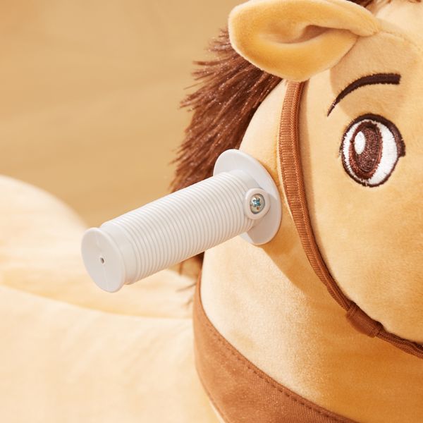 Cavallo cavalcabile elettrico 6v per bambini da 18-36 mesi con ruote in pu e musica, marrone - 