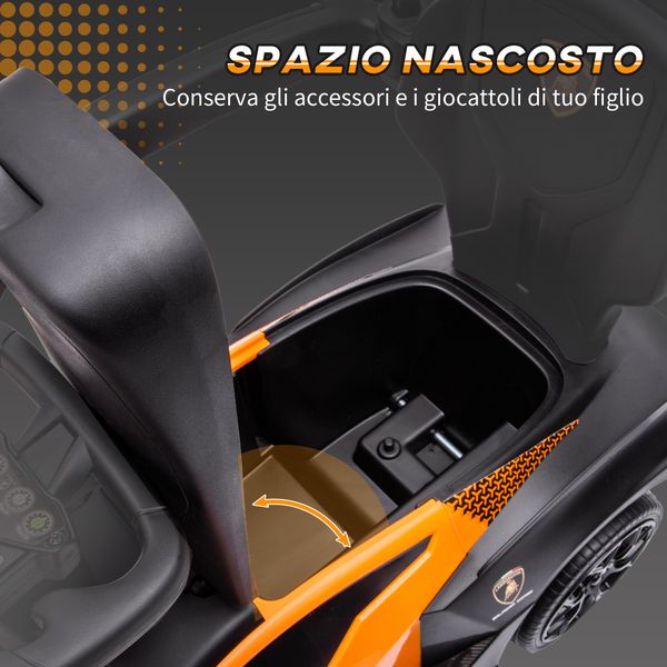 Macchinina per bambini 2 in 1 con maniglione e barriera di sicurezza, 86.5x40x89.5 cm, arancione e nero - 