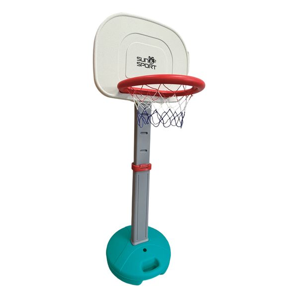 Canestro basket regolabile bambini altezza 118-158cm 5 livelli base riempibile acqua sabbia - pallone gonfiabile - SUN&SPORT