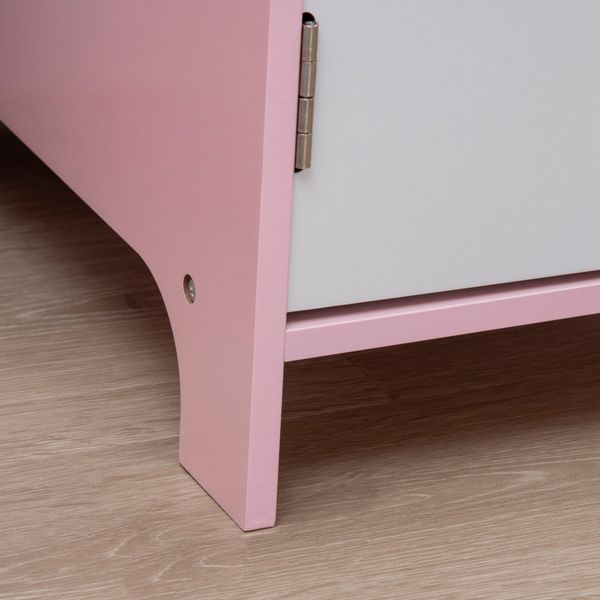 Set tavolo e sedie per bambini 5+ anni in legno con banco scuola e sedia bianco e rosa - 
