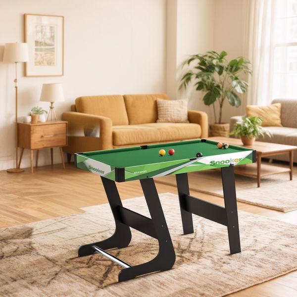 Tavolo da biliardo pieghevole con stecche, palle e triangolo per adulti e bambini da 12 anni, 104x55.5x68 cm - 