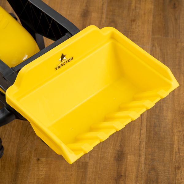 Escavatore a pedali per bambini da 3 anni con ruspa frontale, rimorchio e 6 ruote, giallo - 