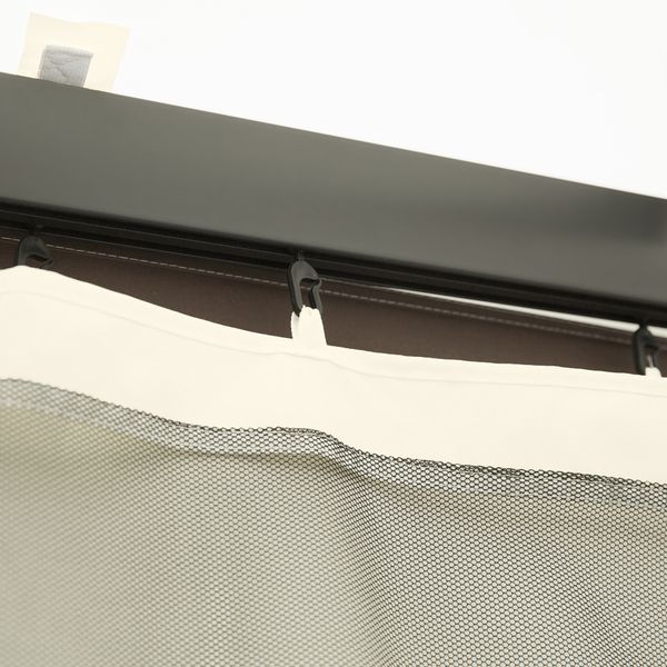 Zanzariera per gazebo tende di ricambio universale con cerniere, 352x207cm - nero e beige - 
