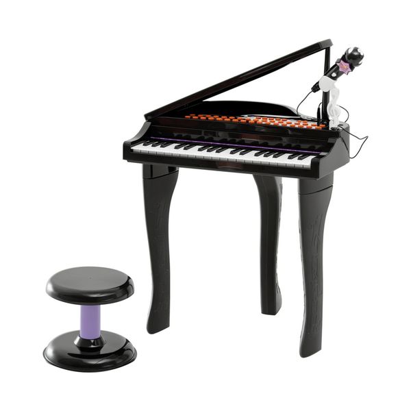 Pianoforte elettrico giocattolo strumento musicale per bambini con 37 tasti microfono e sgabello 48x39x69cm nero - 