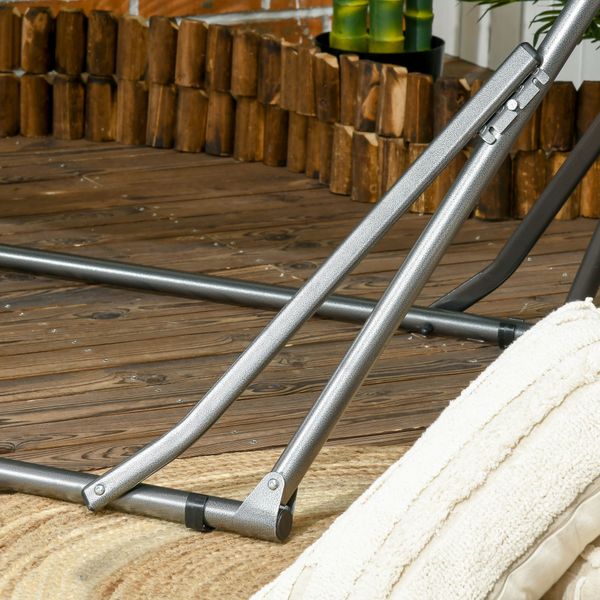 Supporto con amaca autoportante pieghevole in cotone e acciaio, 270x100x94cm - 