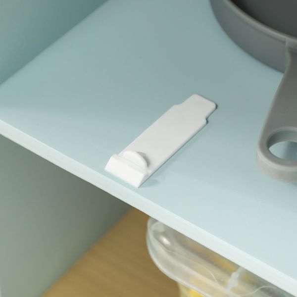 Cucina giocattolo per bambini con fornelli e armadietti, in acciaio, legno e pp, 72x33x85.2 cm, blu e bianco - 