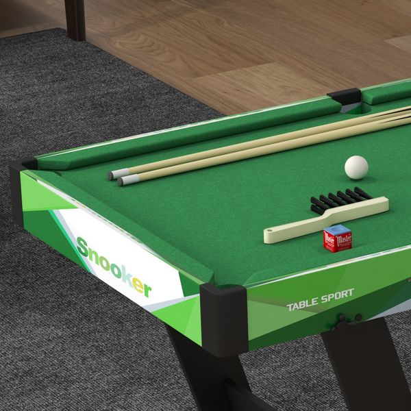 Tavolo da biliardo pieghevole con stecche, palle e triangolo per adulti e bambini da 12 anni, 104x55.5x68 cm - 